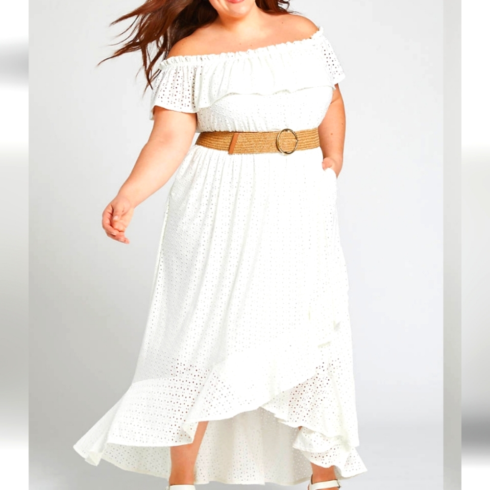 Lane Bryant eyelet off shoulder dress.